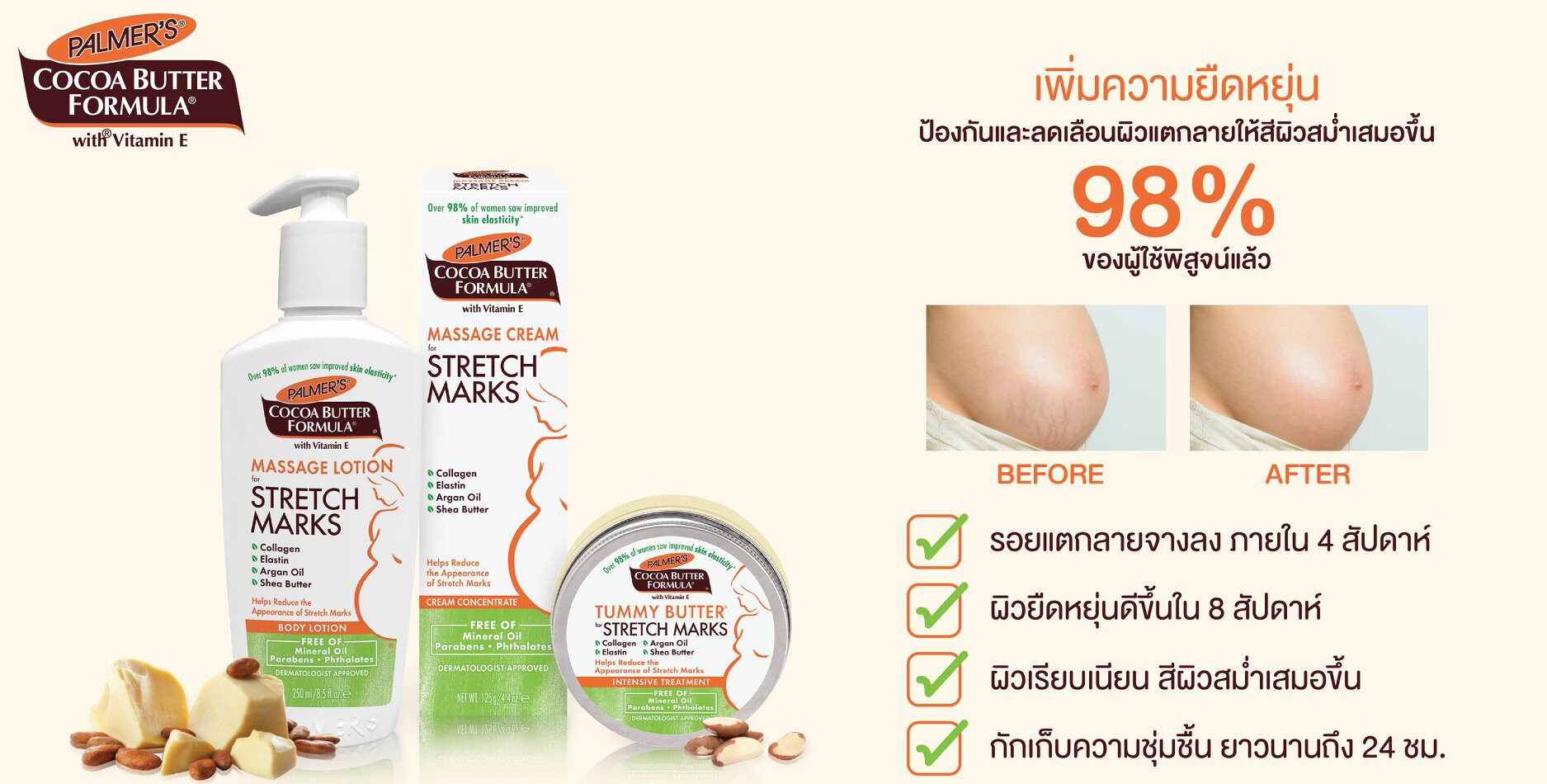 Palmer 's Cocoa Butter Lotion for Strech Marks 250 ml ปาล์เมอรโลชั่นสำหรับครรภ์เดือนที่1-9 ปลอดภัยต่อลูกน้อยในครรภ์ โลชั่นทาท้องลาย ท้องลาย  ครีมทาท้องแตกลาย