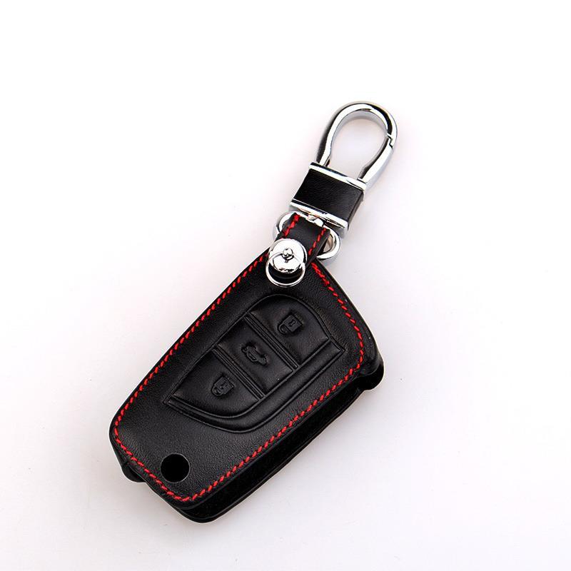 มีระดับ! ซองกุญแจรถโตโยต้า/revo Altis (แจ็คมีด Key)/for Toyota Key Case Cove กรณีหรูสปอร์ตหนังดำโลโก้เหล็กงานเนี้ยบ