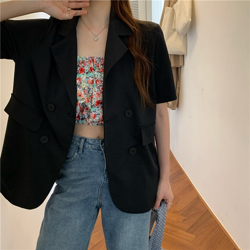 Korean Summer Candy Color Wild Multicolor Loose Short-Sleeve Suit Jacket One Size