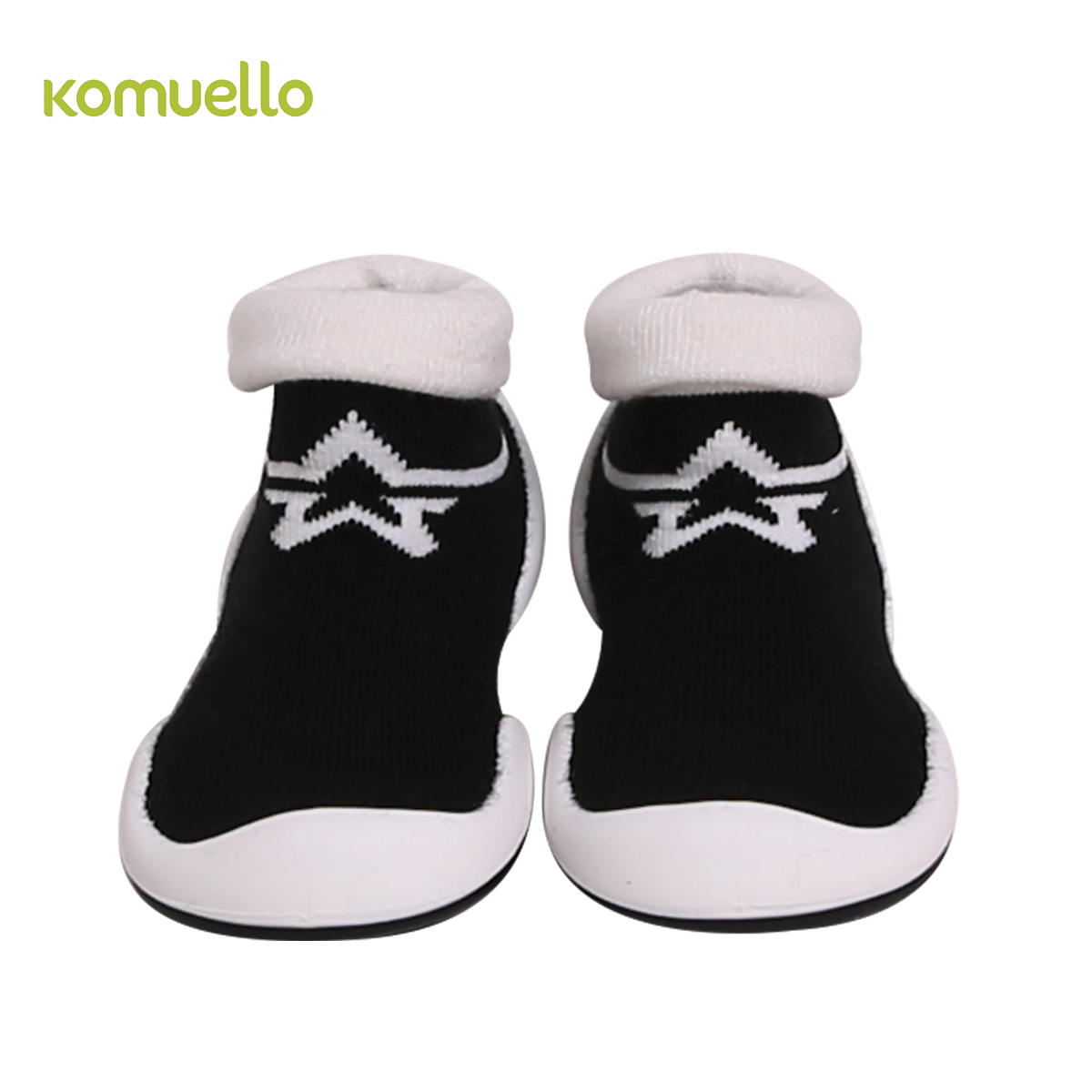 รองเท้าเด็กหัดเดิน Komuello ลาย Shooting Star สีดำ รองเท้าเด็กอ่อน รองเท้าเด็กชาย รองเท้าเด็กผู้หญิง รองเท้าถุงเท้า