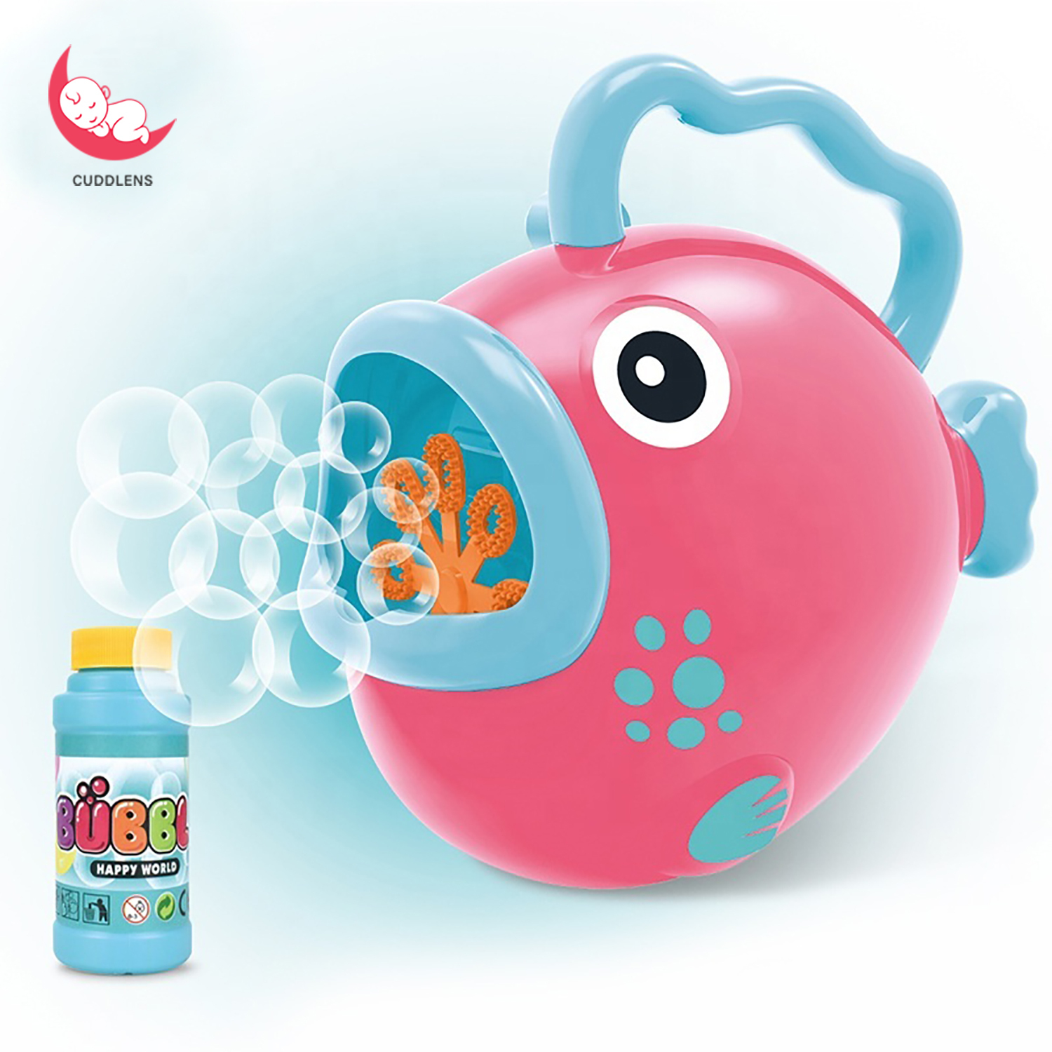 Cuddlens Fish Bubble ของเล่นเด็กผญ - ฟองเป่าของเล่นสำหรับเด็กอัตโนมัติไฟฟ้าเพลงแสงของเล่นสบู่เครื่องฟองฤดูร้อนกลางแจ้งเด็กของเล่น Electric Bubble - Blowing Toy Automatic - Bubble Machine - Free Bubble Water Set