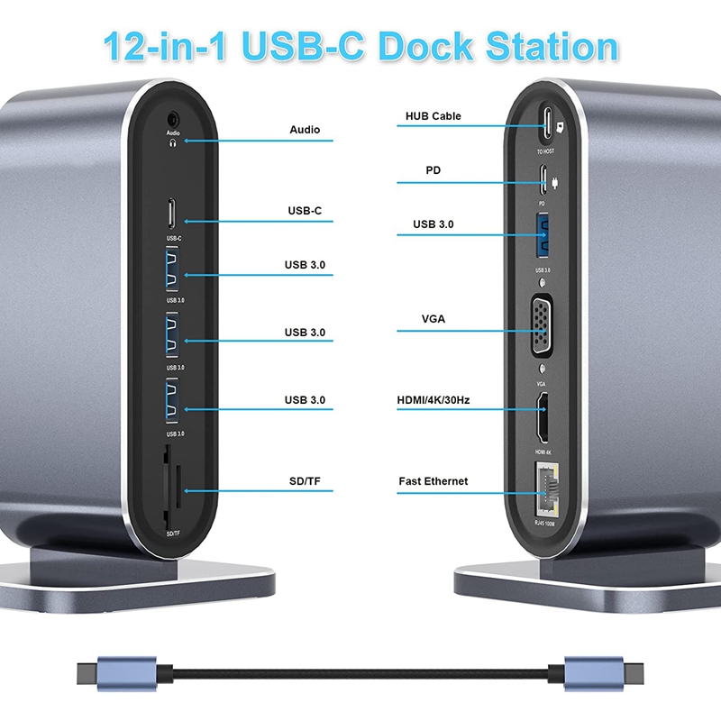 Mac Docking Station Usb 3.0 Docking Station USB C Hub Dock Laptop Display Docking Station USB 3.0 Adapter for Windows Mac Computer