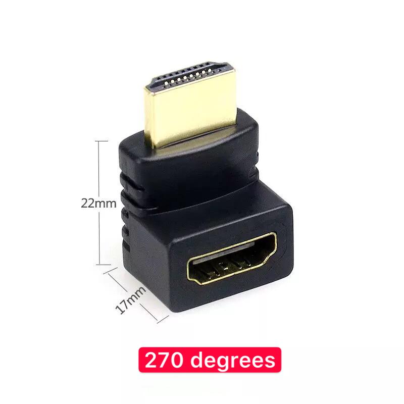 HDMI Wellcore/oem ตัวต่อสาย HDMI แบบงอ สำหรับพื้นที่แคบในการเสียบช่อง HDMI ของทีวี (270องศา)