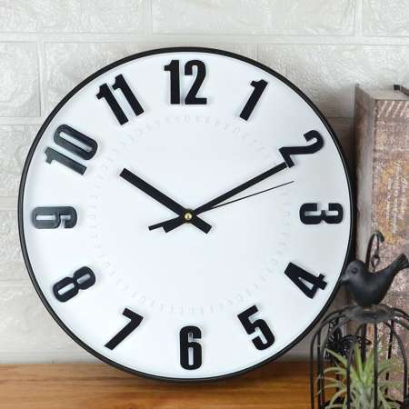 Wallclock นาฬิกาติดผนัง นาฬิกา นาฬิกาแขวนผนัง 12 นิ้ว ราคาถูก (หน้าปัดขาวตัวเลขสีดำ)