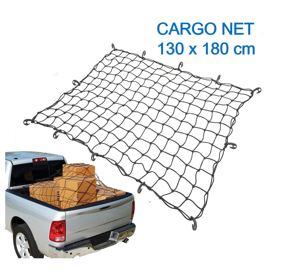 ตาข่ายคลุมกระบะ ตาข่ายคลุมของหลังรถ ขนาด 180x130cm cargo net