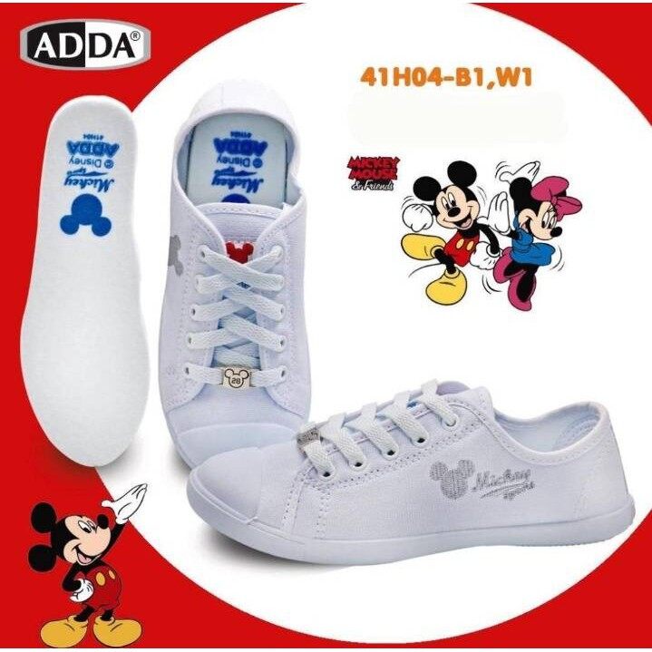 Adda รองเท้านักเรียน รองเท้าผ้าใบนักเรียน รองเท้าพละ รองเท้านักเรียนหญิง รุ่น 41H04-B1 ลายมิกกี้เม้าส์
