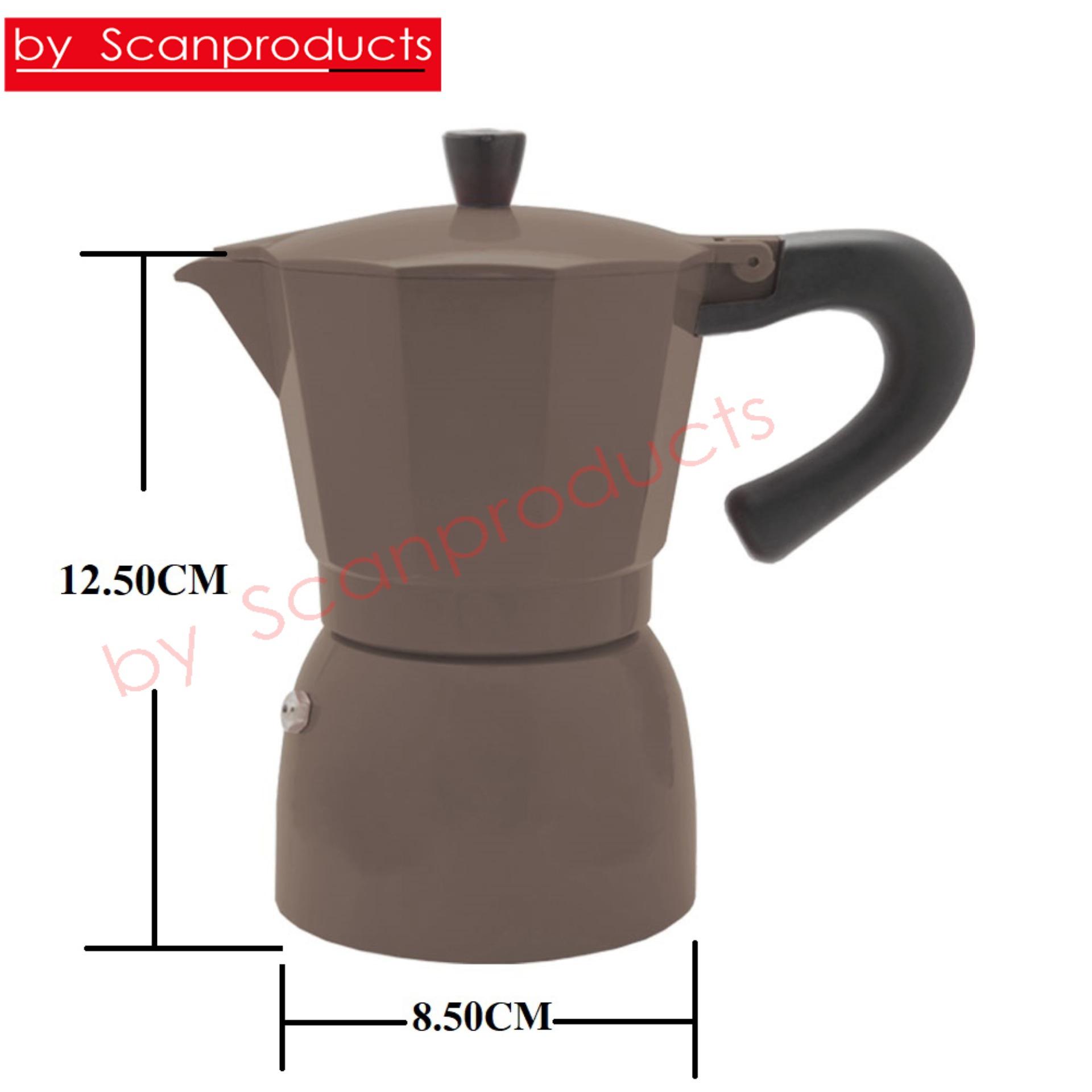 ที่ต้มกาแฟ กาต้มกาแฟ หม้อต้มกาแฟสด เอสเพรสโซ่ ขนาด 3 ถ้วย  By Scanproducts Moka Pot 3cup สีน้ำตาล