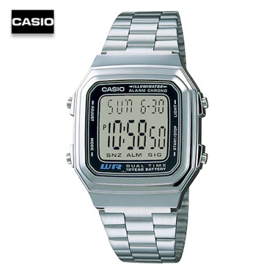 Velashop นาฬิกาข้อมือผู้ชาย ผู้หญิง Casio สีเงิน สายสแตนเลส รุ่น A178WA-1ADF A178WA-1A A178WA