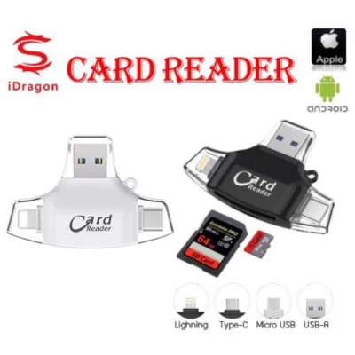 R013 iDragon 4 In 1 การ์ดรีดเดอร์ไอโฟน Card Reader รองรับ SD Card และ Micro SD Card.