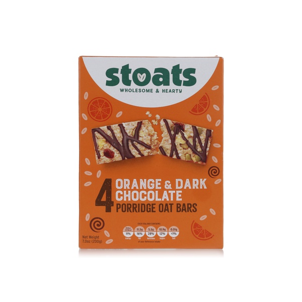 Stoats 4 Orange & Dark Chocolate Vegetarian Porridge Oat Bars 200g บาร์ข้าวโอ๊ตผสมดาร์กช็อคโกแลตและส้ม