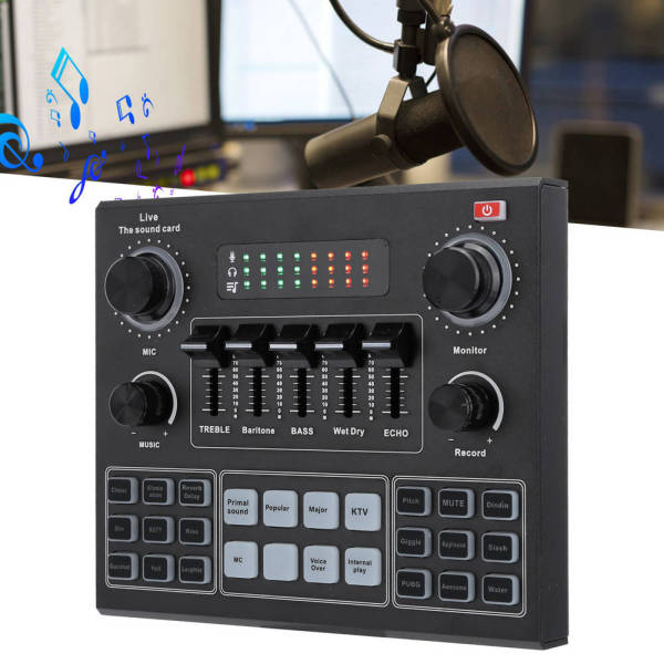 Bảng giá V9 Bluetooth Sound Card Stereo Audio Mixer for Computer Game Mobile Phone Live Broadcast Phong Vũ