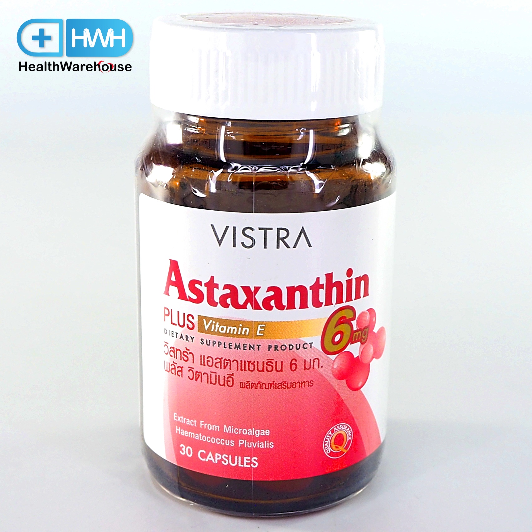 Vistra Astaxanthin 6 mg Plus Vitamin E (30 แคปซูล) วิสตร้า แอสตาแซนธิน 6mg พลัสวิตามินอี (30 แคปซูล)