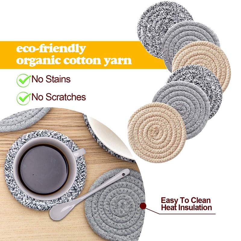 6 Pcs Coasters for Drinks Absorbent,Cotton Woven Drink Coasters Set ...
