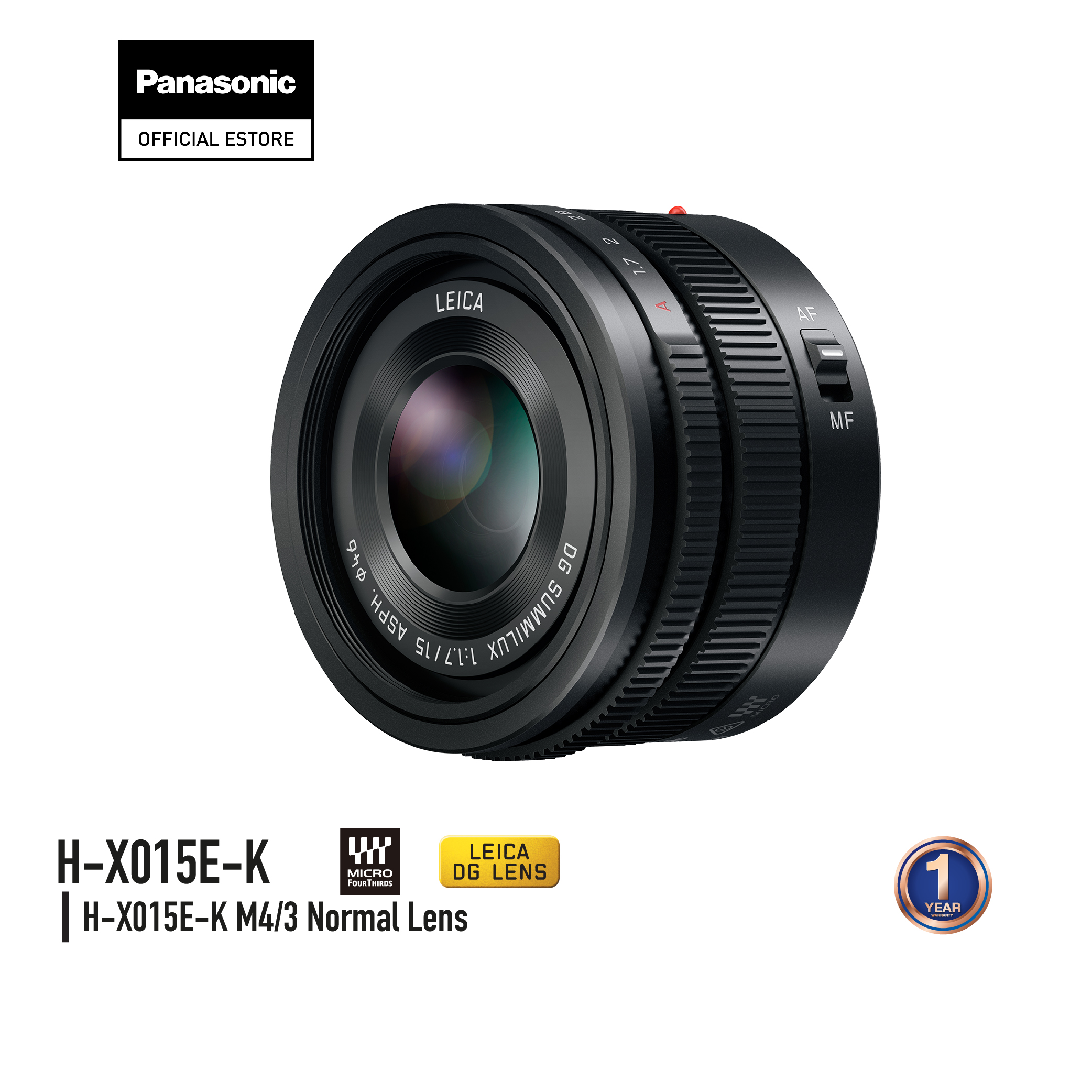 Obiettivo Panasonic Leica DG Summilux 15mm F1.7 ASPH – Attacco Micro Quattro Terzi, Trattamento Nano Surface, Nero