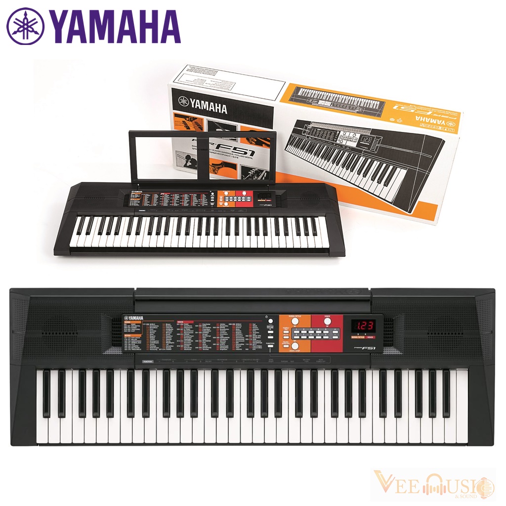 Yamaha Electronic Keyboard คีย์บอร์ดไฟฟ้า PSR-F51 + ฟรีอแดปเตอร์ของแท้ & แป้นวางโน้ต & คู่มือ & ผ้าคลุมเปียโน & ผ้าไมโคร & น้ำยาทำความสะอาด * ประกันศูนย์ 1
