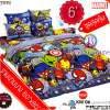 BSQ ชุดประหยัด ชุดผ้าปูที่นอน 6 ฟุต+ผ้านวมบาง 60x80 นิ้ว KW06 ลาย Marvel Kawaii มาร์เวล คาวาอี้ พื้นสีน้ำเงิน ชุดเครื่องนอน TOTO
