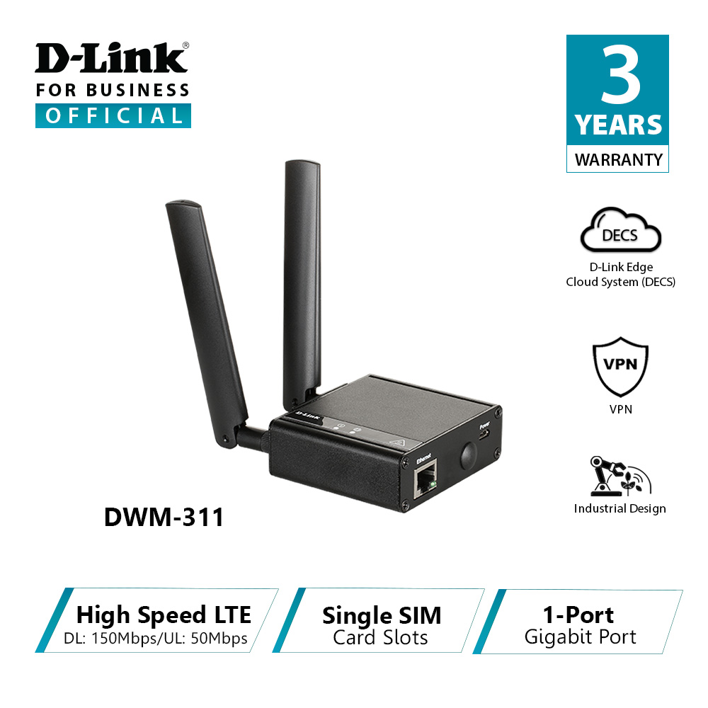 D-Link DWM-311: 4G LTE M2M VPN Modem ราคา 9,030 บาท*ส่งฟรี