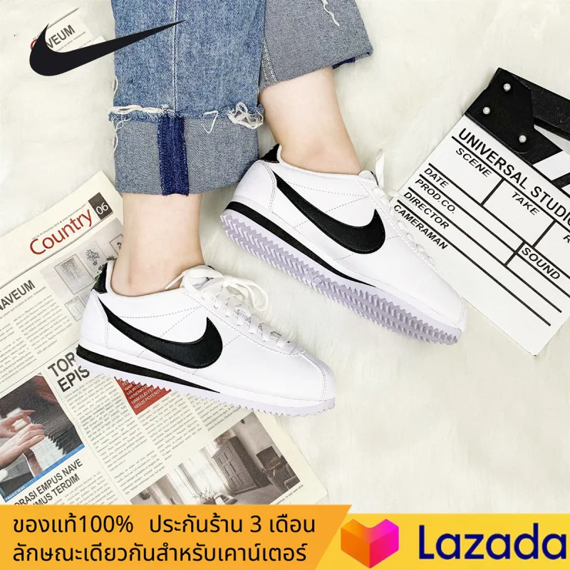 【อย่างเป็นทางการของแท้】วรรคเดียวกันในห้าง Nike Classic Cortez Nylon รองเท้ากีฬา รองเท้าผู้ชาย รองเท้าผู้หญิง รองเท้าลำลอง การทำให้หมาด ๆ หนังแท้ รองเท้าวิ่ง 807471-101 ร้านค้าอย่างเป็นทางการ