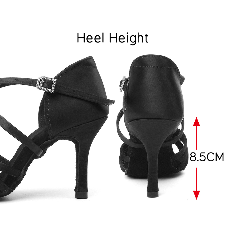 DKZSYIM Latin Dance Shoes Women High Heel Silk Dance Shoes lady Soft