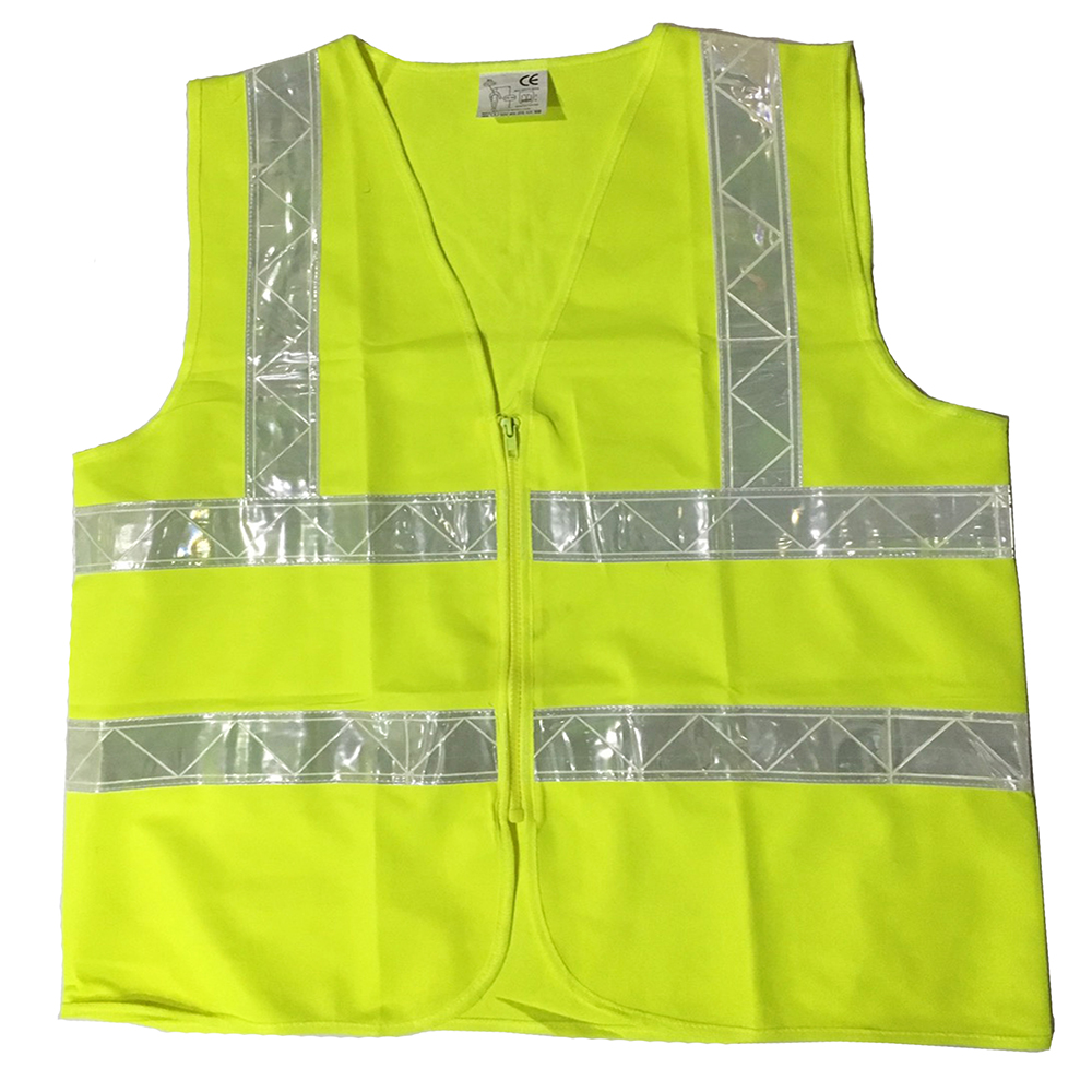 เสื้อสะท้อนแสง เสื้อกั๊กสะท้อนแสง มีซิปหน้า เสื้อนอก เสื้อกั๊กสะท้อนแสงสีเหลือง เสื้อคลุมนิรภัยสะท้อน เสื้อกล้ามสำหรับวิ่ง ปั่นจักรยาน จ๊อกกิ้ง T015