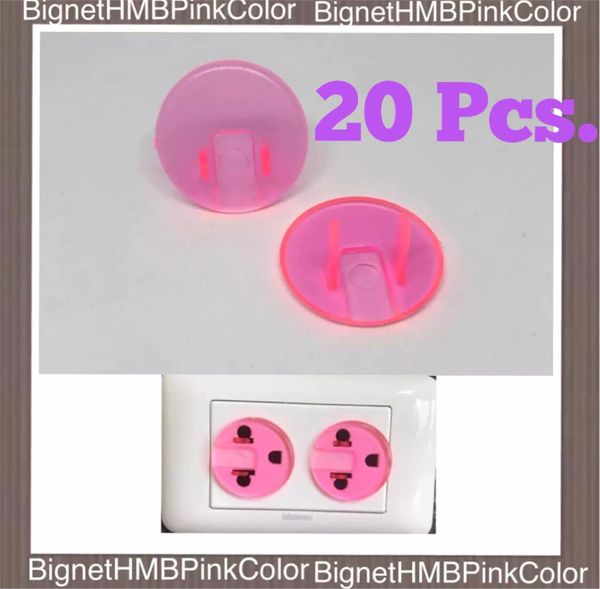 H.M.B. Plug 10 Pcs. ที่อุดรูปลั๊กไฟ Handmade®️ Pink Color ฝาครอบรูปลั๊กไฟ รุ่น-สีชมพูใส-  10,20,3040,50 Pcs. !! Outlet Plug !!  สีวัสดุ สีชมพู Pink color  20 ชิ้น ( 20 Pcs. )