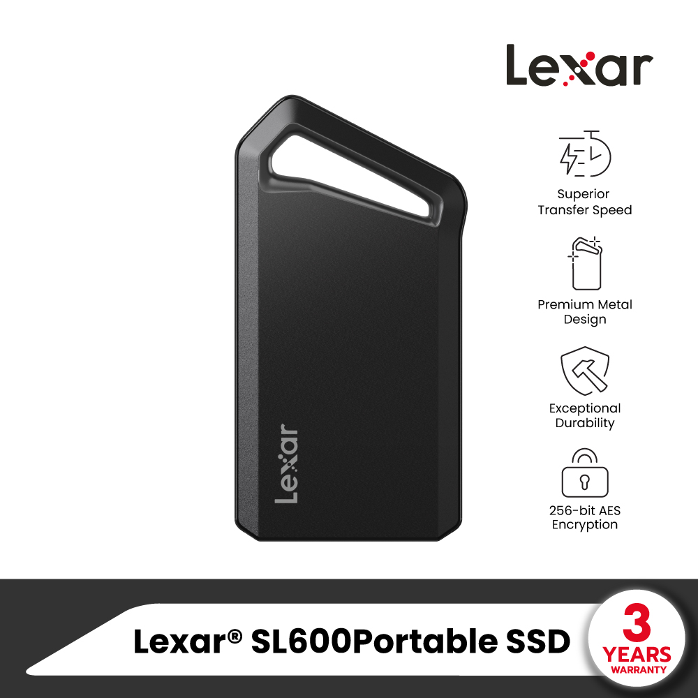 โซลิดสเตตไดรฟ์ SSD M.2 NVMe/SATA Lexar SL600 Portable SSD (เอสเอสดีแบบพกพา) ถ่ายโอนข้อมูลความเร็วสูง รองรับการใช้งานกับ PS5 และ Smart Device Type-C