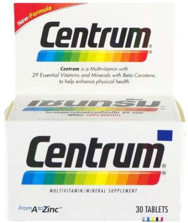 Centrum  วิตามินรวม  ประกอบด้วยวิตามิน 22 ชนิด บำรุงร่างกาย แก้อาการอ่อนเพลีย  30 เม็ด   1  กล่อง