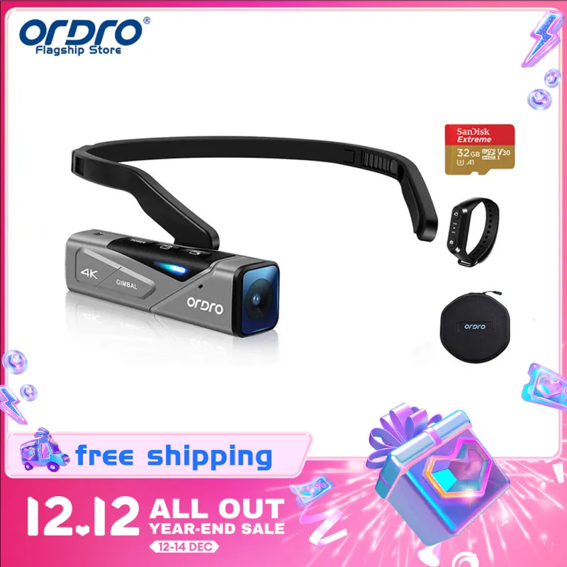 ภาพสินค้ากล้อง ORDRO Vlog EP7 ติดตั้งบนหัว 4K 60fps Full HD การควบคุมแอป WiFi จากร้าน ORDRO Flagship Store บน Lazada ภาพที่ 1