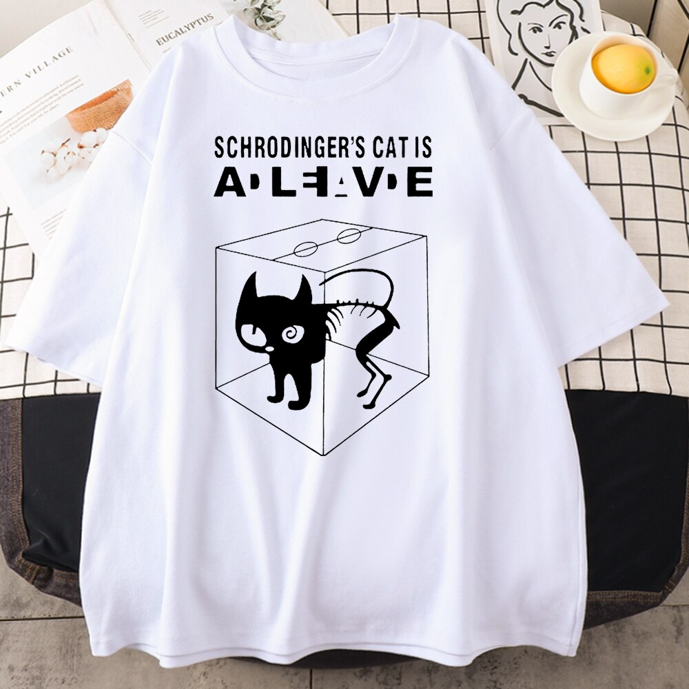 Camisetas con patrón de gato de Schrodinger para mujer, ropa informal de  moda de verano, ropa de calle de marca de Hip Hop, 2022 | Lazada