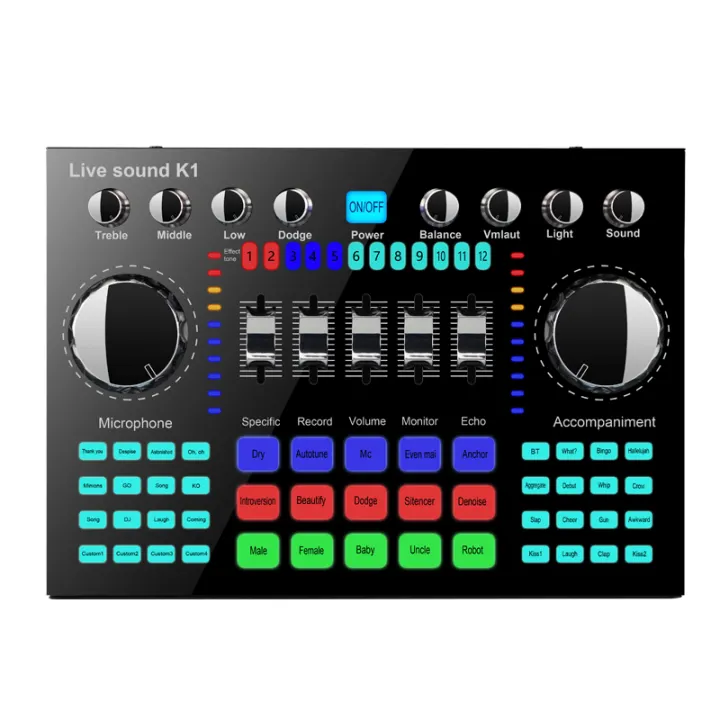 Fauge K1 Computer Phone Voice Changer HiFi Live Sound Card Mixer Board Streaming Audio 5.0 Universal