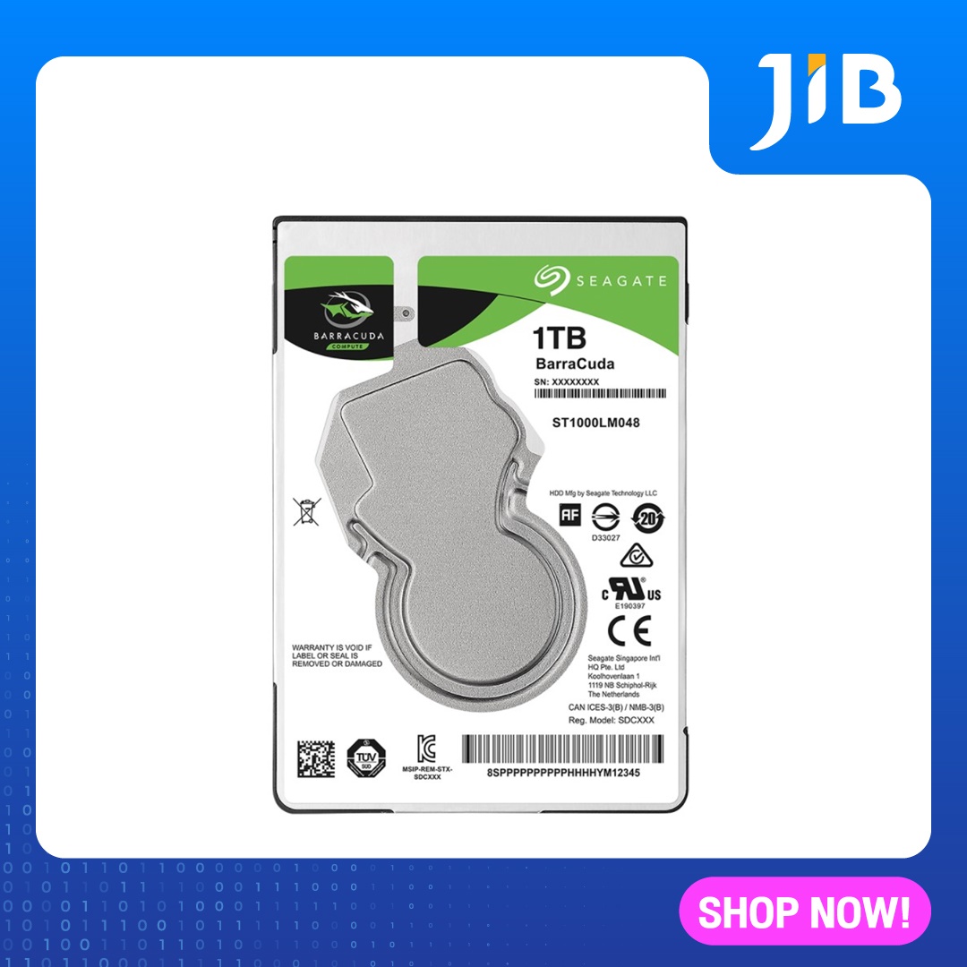 JIB 1 TB HDD 2.5  (ฮาร์ดดิสก์โน้ตบุ๊ค) SEAGATE BARRACUDA 5400RPM SATA3 (ST1000LM048)