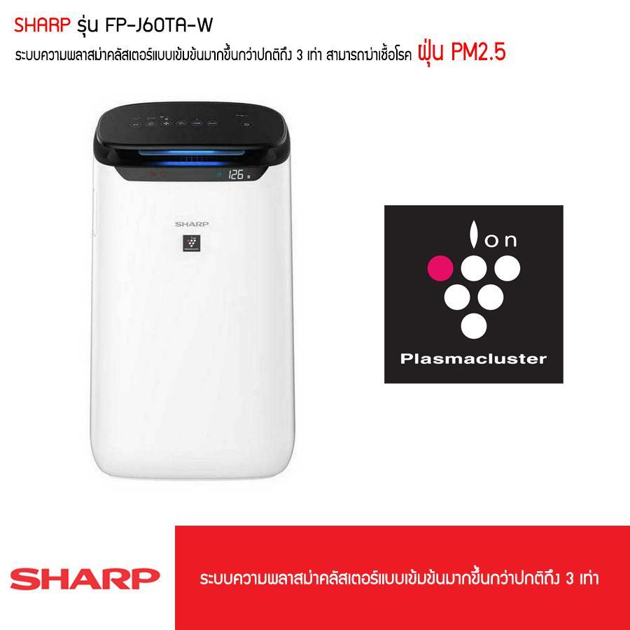 เครื่องฟอกอากาศ AIR PUR SHARP FP-J60TA-W 48Square meter