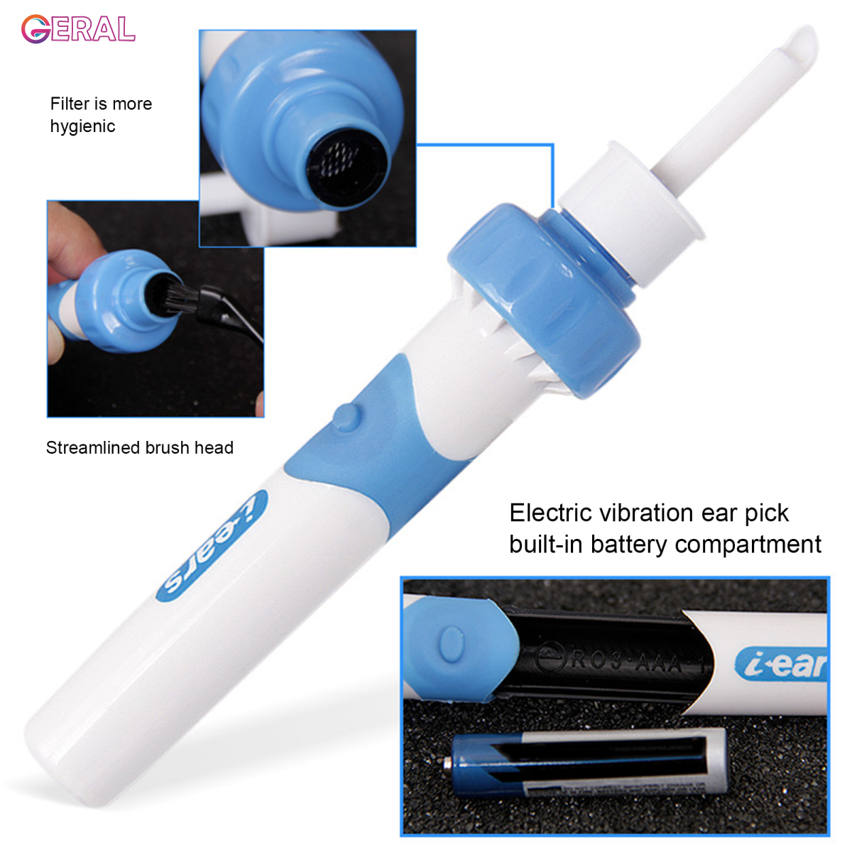 Geral Electric Cordless Vacuum Ear Cleaner Safe Painless Cleaning Wax