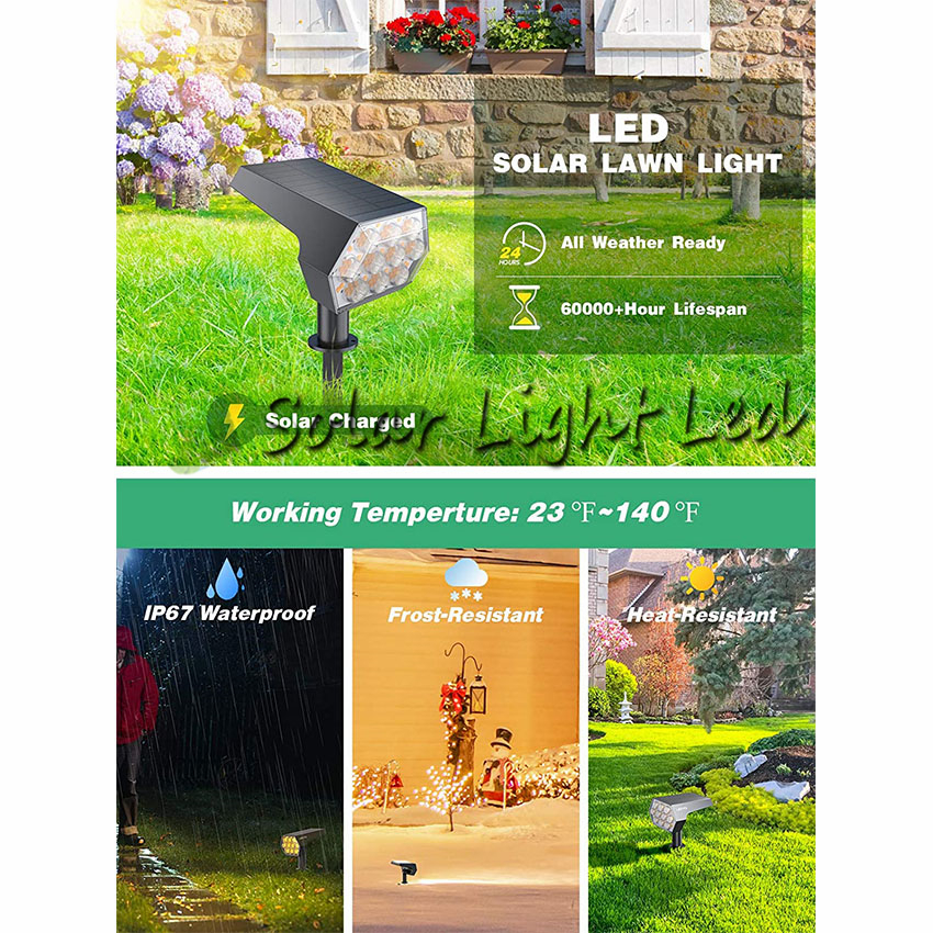 Warm white light ไฟปักสนาม Solar light 2in1 Spotlights 92 LED Solar