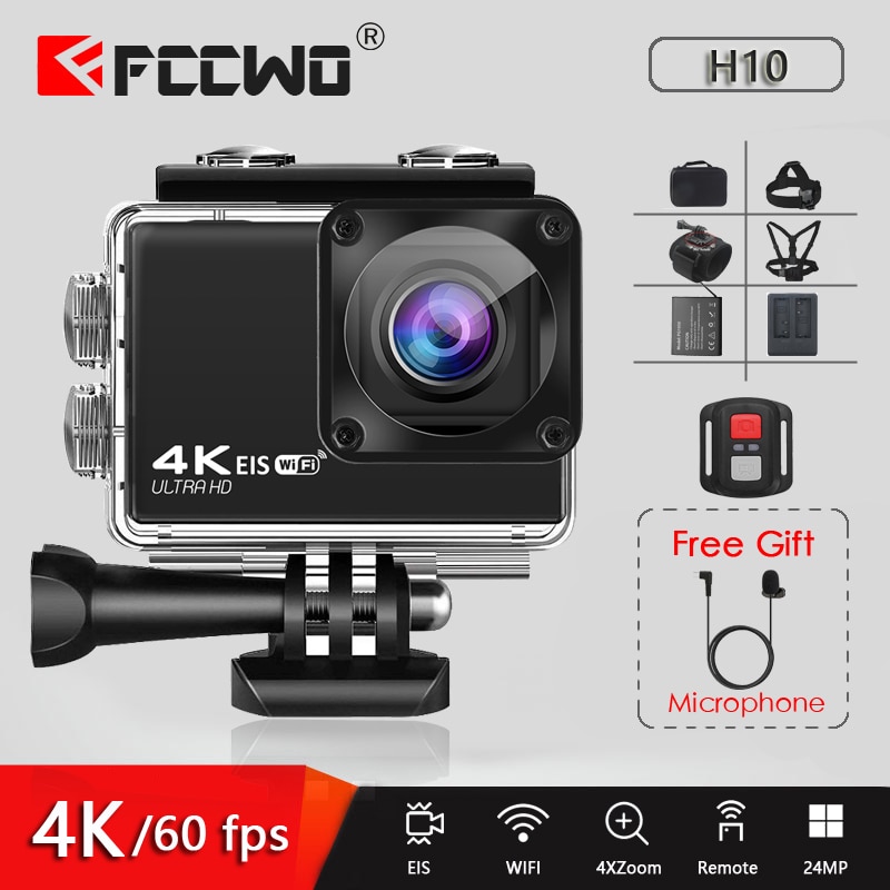 กล้อง 4K 60fps 24mp wifi 2.0 LCD 170d ใต้น้ำควบคุมระยะไกลกล้องกันน้ำหมวกกันน็อควิดีโอไปกีฬา Pro