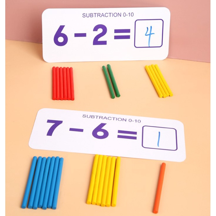 พร้อมส่ง ฝึกทักษะการบวก-ลบเลข นับเลขเบื้องต้น การจับคู่ตัวเลข การคำนวณ สอนเด็กนับจำนวน พร้อมการ์ด ปากกา เขียนแล้วลบได้