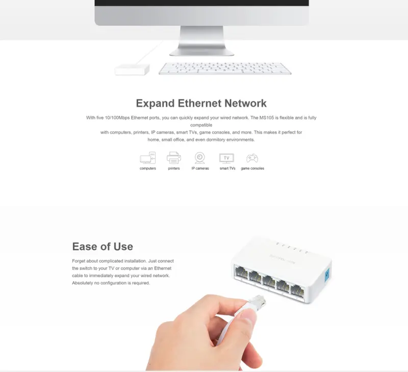 ภาพสินค้าMERCUSYS MS105 5-Port 10/100Mbps Desktop Switch ประกัน 1ปี จากร้าน IT MALL. บน Lazada ภาพที่ 6