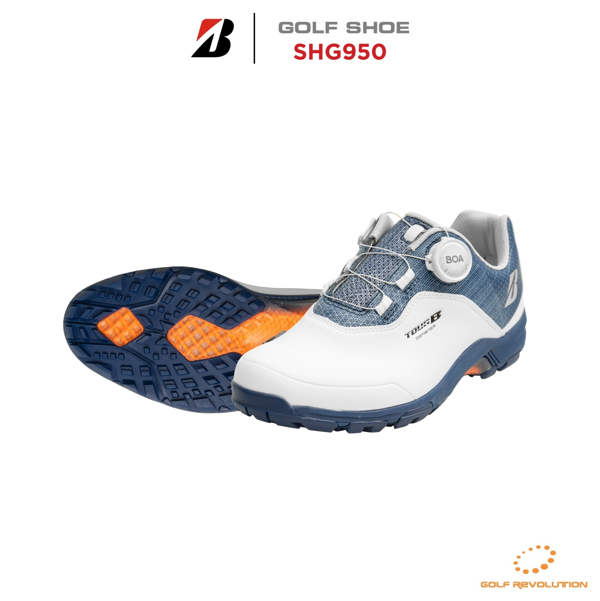 Bridgestone Golf รองเท้ากอล์ฟผู้ชาย Golf Shoes รุ่น ZSP-BITER LIGHT SHG950 WN (White/ Navy)
