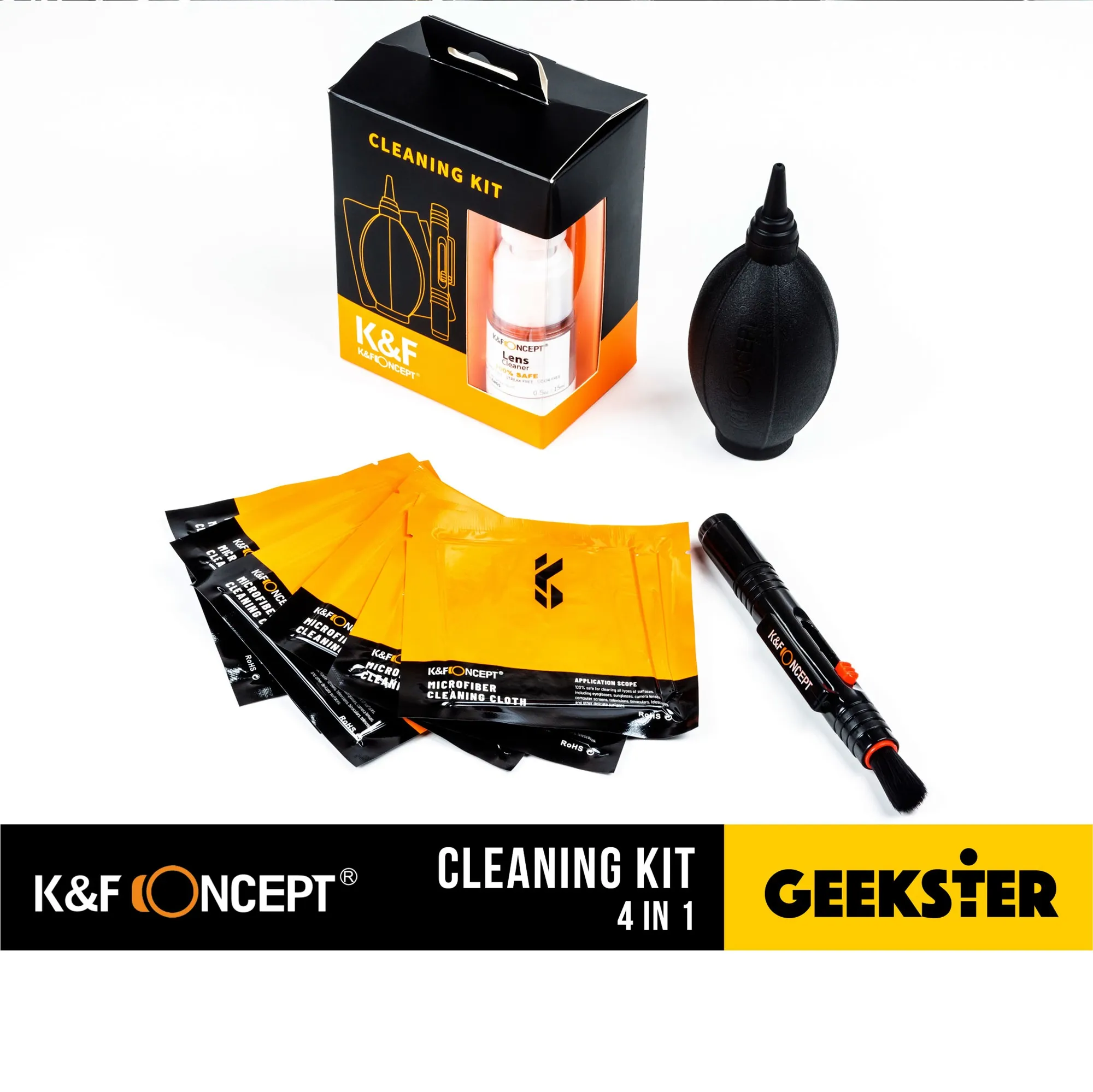 K&F Cleaning Kit 4 in 1 ชุดทำความสะอาดเลนส์ กล้อง ( Lenspen / ผ้าไมโครไฟเบอร์ / ลูกยางเป่าลม / น้ำยาเช็ดเลนส์ ) ( ชุดทำความสะอาด ทำความสะอาด ปากกาทำความสะอาดเลนส์ ) ( Geekster )