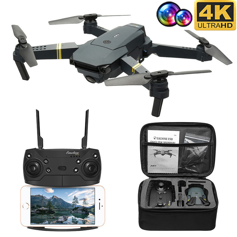(จัดส่งฟรีสำหรับระยะเวลาจำกัด)โดรนบังคับ E58 WIFI FPV With Wide Angle HD 4k Camera โดรนติดกล้อง Hight Hold Mode Foldable Arm RC Quadcopter Drone โดรนบังคับ X Pro RTF Dron For Gift
