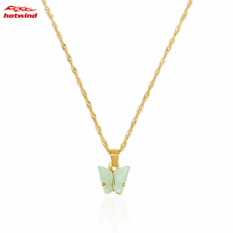 Colorful Acrylic Butterfly Pendant Necklace – Bohemian Adjustable Clavicle Chain For Women, Gift Ready - View #3
