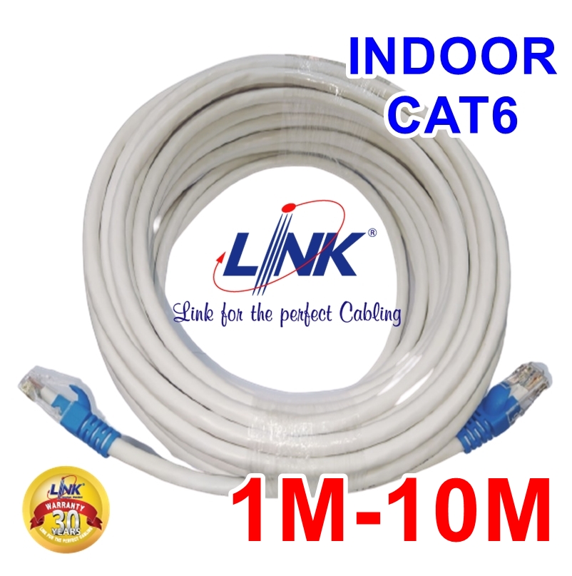 สายแลน CAT6 LINK indoor (ภายในอาคาร) ความยาว 1/2/3/5/7/10 เมตร เข้าหัวพร้อมส่ง