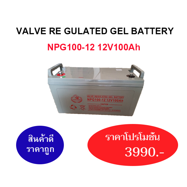 ฺแบตเตอรี่ โซล่าเซลล์ Battery Solar cell NPG100-12 12V100Ah คุณภาพดี ราคาประหยัด อายุการใช้งาน 10 ปี