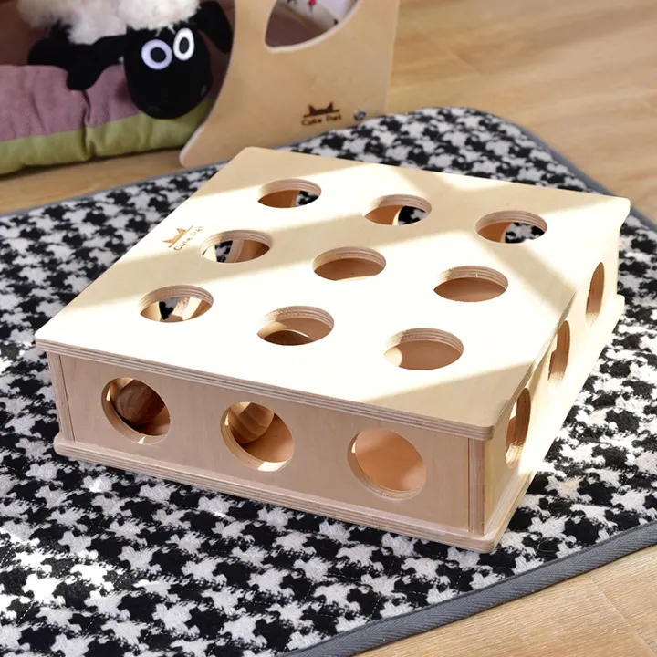Tik Tok Online Sensation Wooden Cat Toy Funny Cat Game Board Whac A Mole Cat Scratching Mouse Cat Training Equipment Lazada Singapore