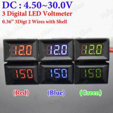 ดิจิตอล โวล์ทมิเตอร์ DC 4.5 - 30.0 V (Mini 0.36in DC 4.5V-30V 2-Wire LED Digital Display Panel Battery Voltmeter)