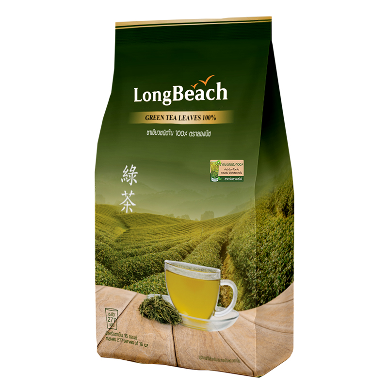 ลองบีชชาเขียวอัสสัมชนิดใบสไตล์ไต้หวัน ขนาด 500 กรัม LongBeach Assam Green Tea (Loose Leaf Tea) 500g.