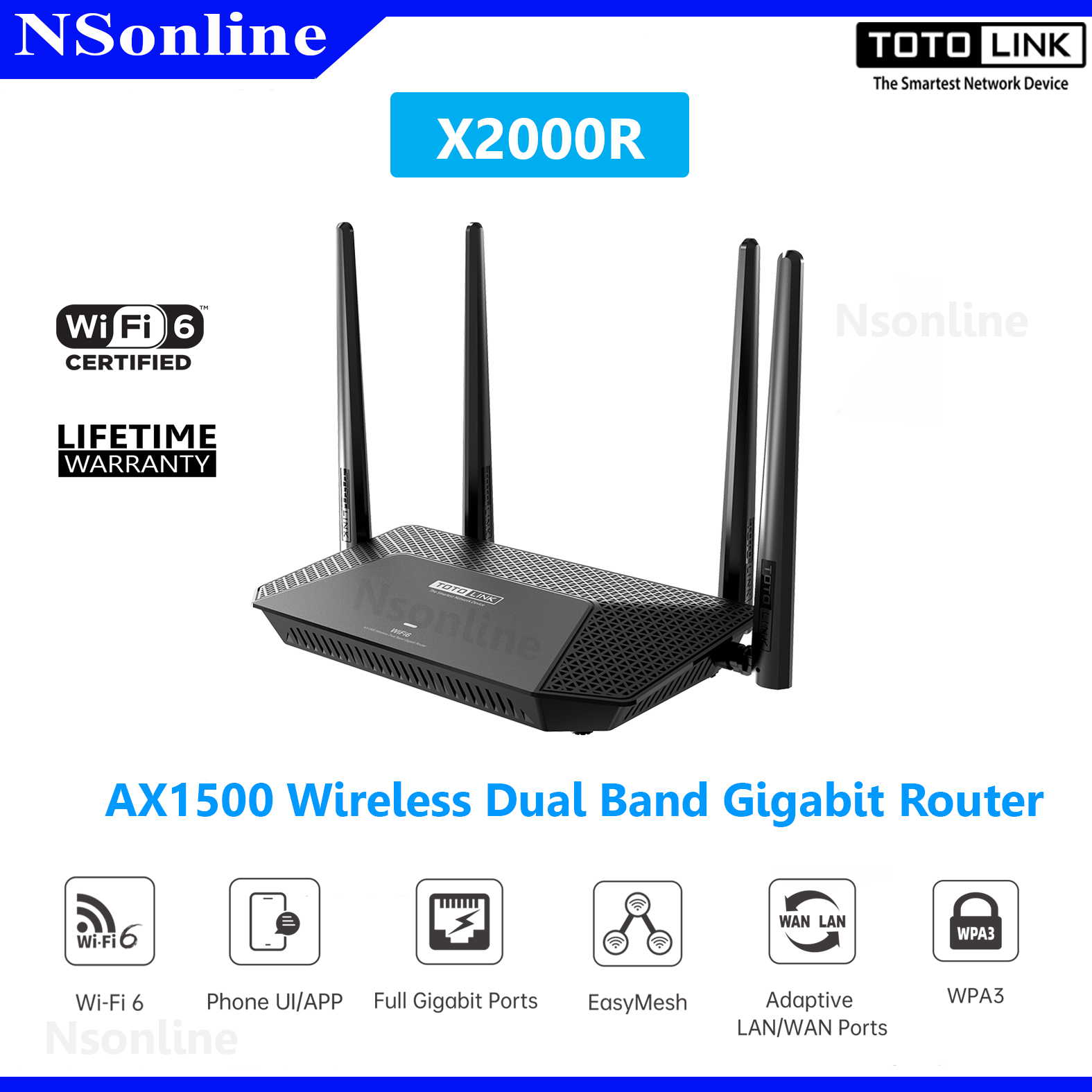 TOTO LINK AX1500 Wireless Dual Band Gigabit Router รุ่น X2000R Lazada.co.th