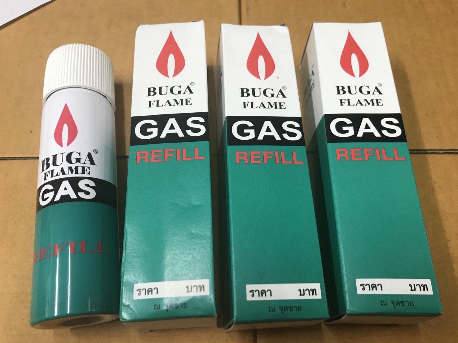แก๊สกระป๋องเล็กเติมไฟแช็คBuga Flame  แก๊สเติมไฟแช็ค 75 ml(3ป๋อง)