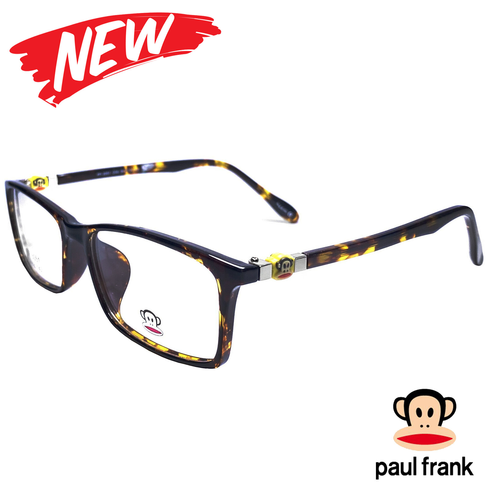 กรอบแว่นตา สำหรับตัดเลนส์ แว่นตาชาย หญิง Fashion รุ่น Paul Frank 3051 กรอบเต็ม Rectangle ทรงเหลี่ยม ขาข้อต่อ วัสดุ TR 90 รับตัดเลนส์ทุกชนิด