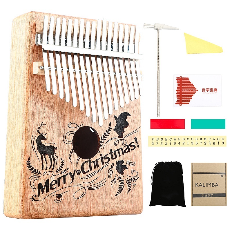 Kalimba 17 Keys Thumb Piano Merry Christmas with Tune Hammer Mbira Gifts for Kids Adult Beginners Malaysia